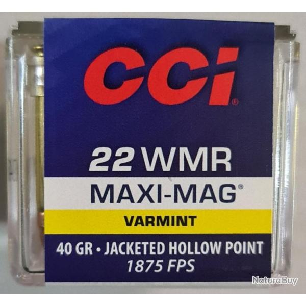 Munitions CCI 22WMR Varmint Maxi Mag HP par 100