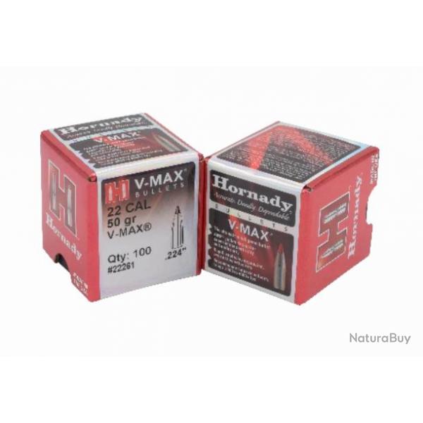 Ogives HORNADY Cal. 22 .224 50grs V-MAX 22261 - Boite de 100 units