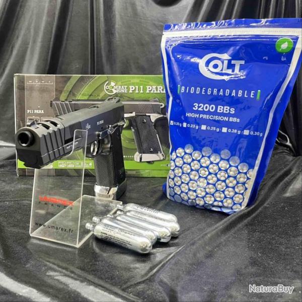 Pack prt  tirer PISTOLET - "COMBAT ZONE MODEL P11 PARA" -Cal. BBS 6MM - CO2