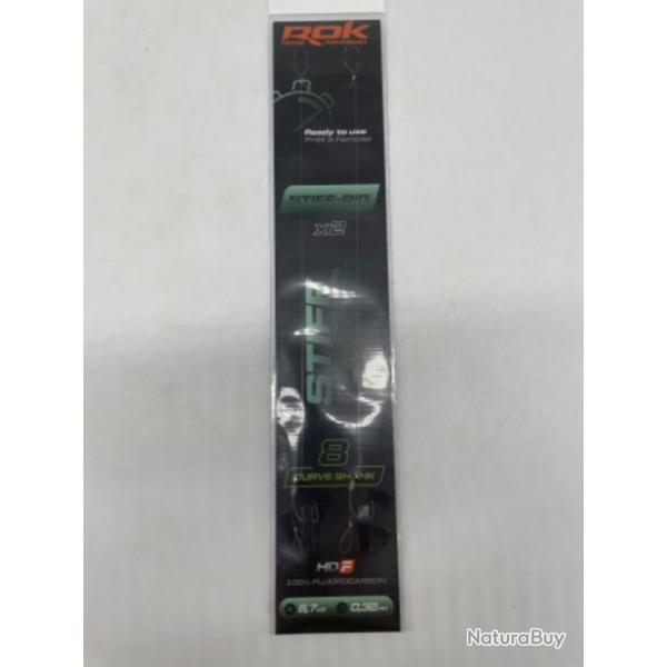 2 bas de ligne carpe Rok Stiff Rig 8 Curve Shank