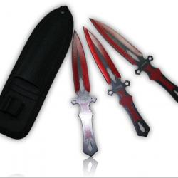 SET DE 3 COUTEAUX A LANCER ALBAINOX CROIX DE MALTE + ETUIT LAME 8CM 32343