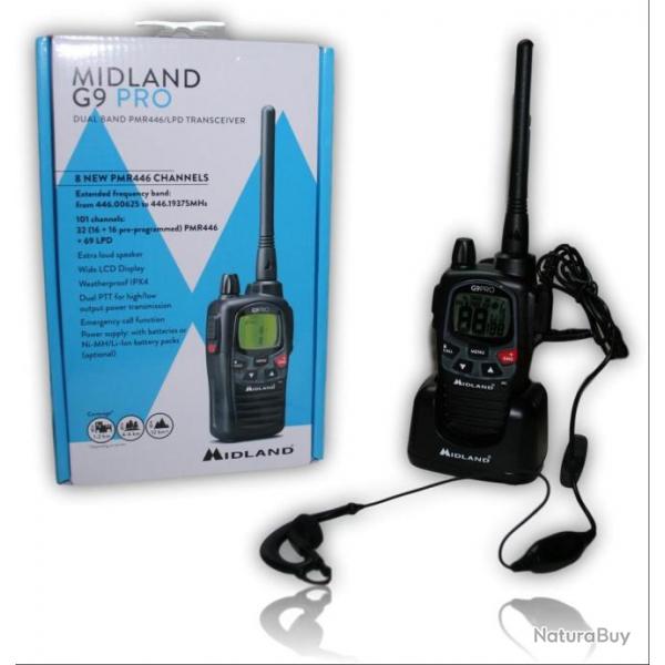 TALKIE WALKIE MIDLANG G9 PRO NOIR + KIT OREILLETTE