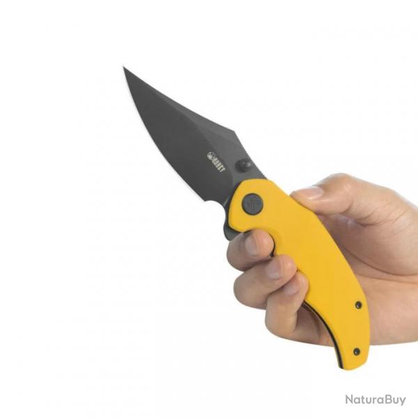 Couteau Kubey Ceto Camping Yellow Manche G-10 Lame Acier 14C28N Blk IKBS Linerlock Clip KUB181G