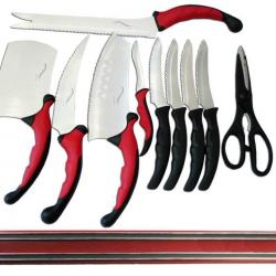 Contour Pro Knives Ensemble De 9 Couteaux Ergonomiques Coupe Facile,ciseaux ,barre magnétique murale