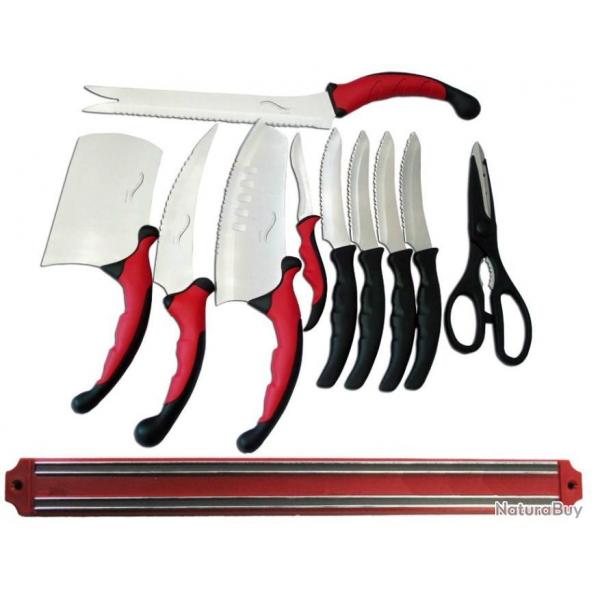 Contour Pro Knives Ensemble De 9 Couteaux Ergonomiques Coupe Facile,ciseaux ,barre magntique murale