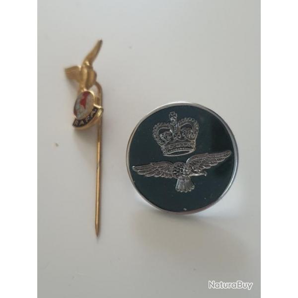 Insigne epinglette Royal Air Force Association et bouton RAF