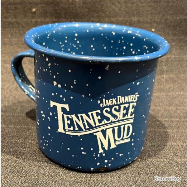 Superbe tasse maille bleue mouchet blanc de cowboy Jack Daniel's Tennessee Mud avec recette