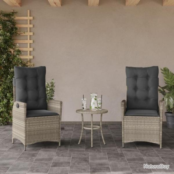 Chaises inclinables jardin lot de 2 et coussins rsine tresse