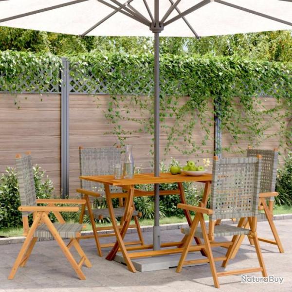 Chaises inclinables de jardin lot de 4 gris rotin bois massif