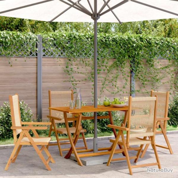 Chaises inclinables de jardin lot de 4 beige bois massif acacia