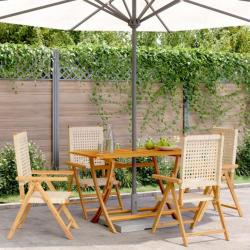 Chaises inclinables de jardin lot de 4 beige rotin bois massif