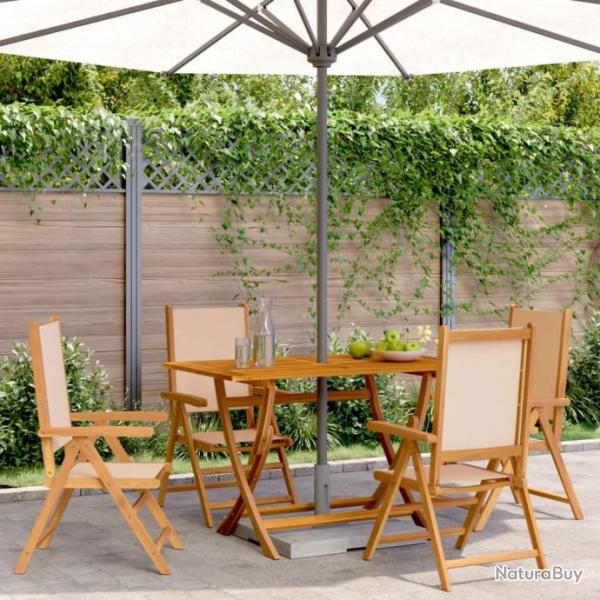 Chaises inclinables de jardin lot de 4 beige tissu bois massif