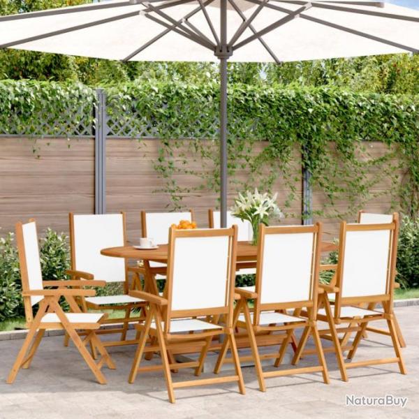 Chaises inclinables de jardin lot de 8 tissu et bois massif