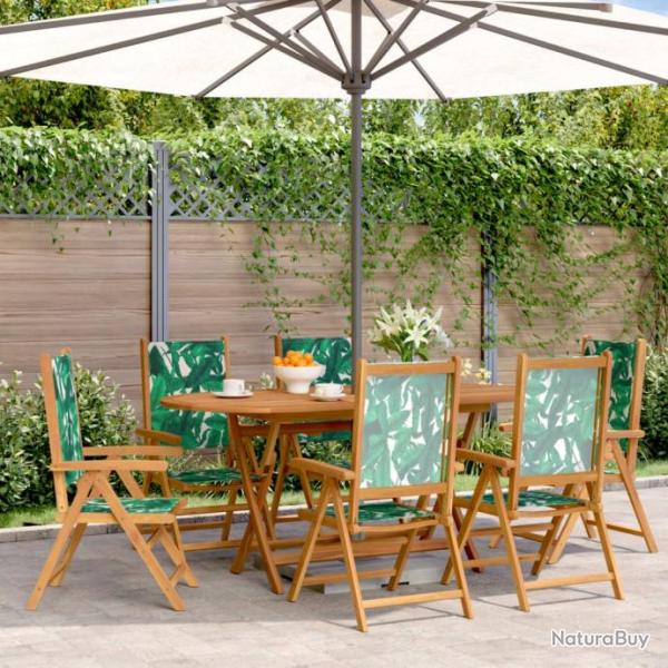 Chaises inclinables de jardin lot de 6 vert tissu bois massif