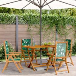 Chaises inclinables de jardin lot de 4 vert tissu bois massif