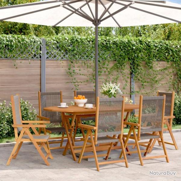 Chaises inclinables de jardin lot de 6 gris bois massif acacia