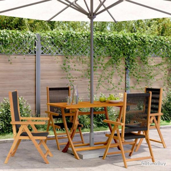 Chaises inclinables de jardin lot de 4 noir bois massif acacia