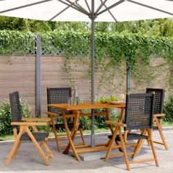 Chaises inclinables de jardin lot de 4 noir rotin bois massif