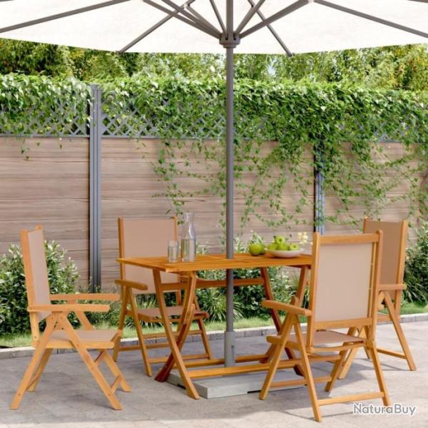 Chaises inclinables de jardin lot de 4 taupe tissu bois massif