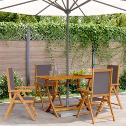 Chaises inclinables de jardin lot de 4 tissu et bois massif