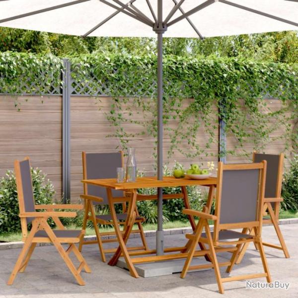 Chaises inclinables de jardin lot de 4 tissu et bois massif