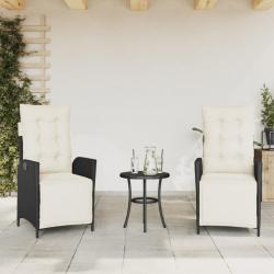 Chaises inclinables de jardin lot de 2 repose-pied noir rotin