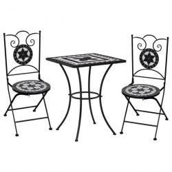 Meuble de bistro mosaïque 3pcs Carreaux céramiques Noir/blanc