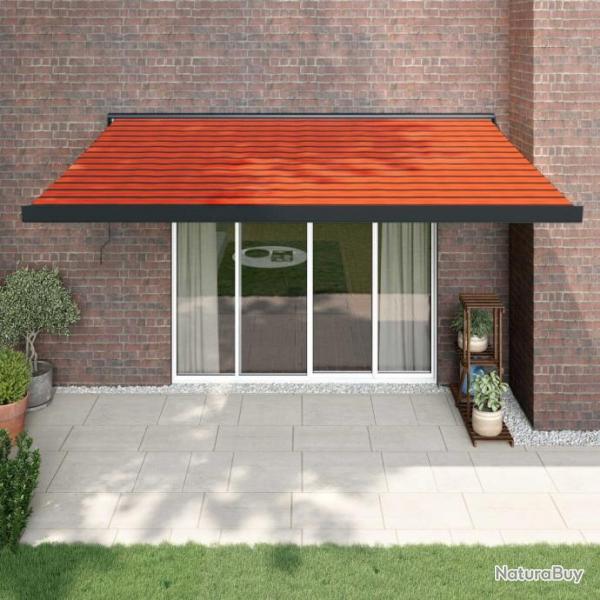 Auvent rtractable orange et marron 4x3 m tissu et aluminium