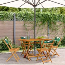 Chaises de jardin pliantes lot de 4 vert tissu et bois massif