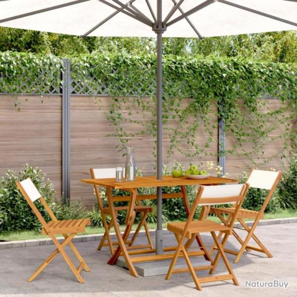 Chaises de jardin pliantes lot de 4 tissu et bois massif