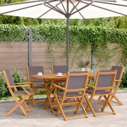 Chaises de jardin pliantes lot de 8 tissu et bois massif