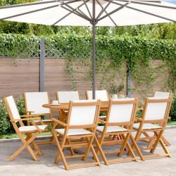 Chaises de jardin pliantes lot de 8 tissu et bois massif