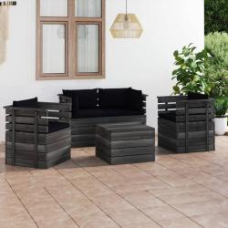 Salon palette de jardin 5 pcs avec coussins Bois de pin massif