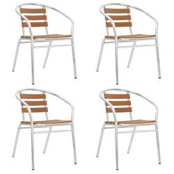 Chaises empilables de jardin 4 pcs Aluminium et WPC Argenté