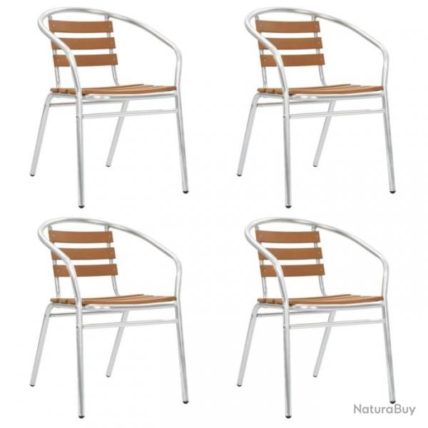 Chaises empilables de jardin 4 pcs Aluminium et WPC Argent