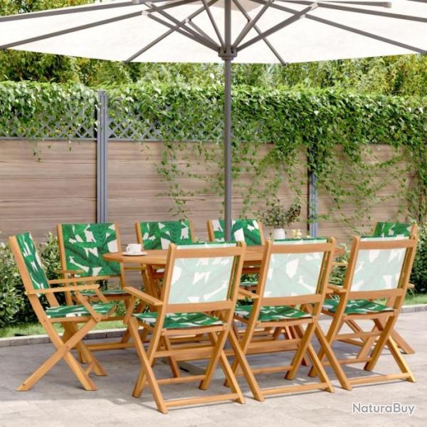 Chaises de jardin pliantes lot de 8 vert tissu et bois massif