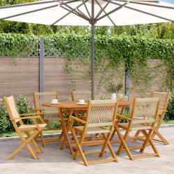 Chaises de jardin pliantes lot de 6 beige bois d'acacia massif