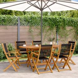 Chaises de jardin pliantes lot de 6 noir bois d'acacia massif