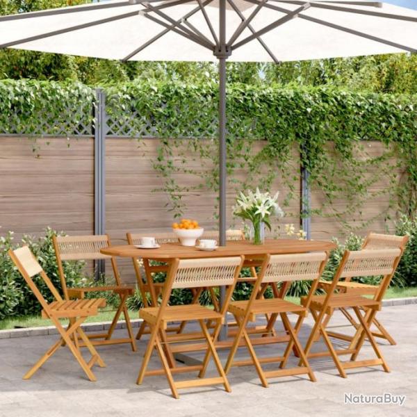 Chaises de jardin pliantes lot de 8 beige bois d'acacia massif