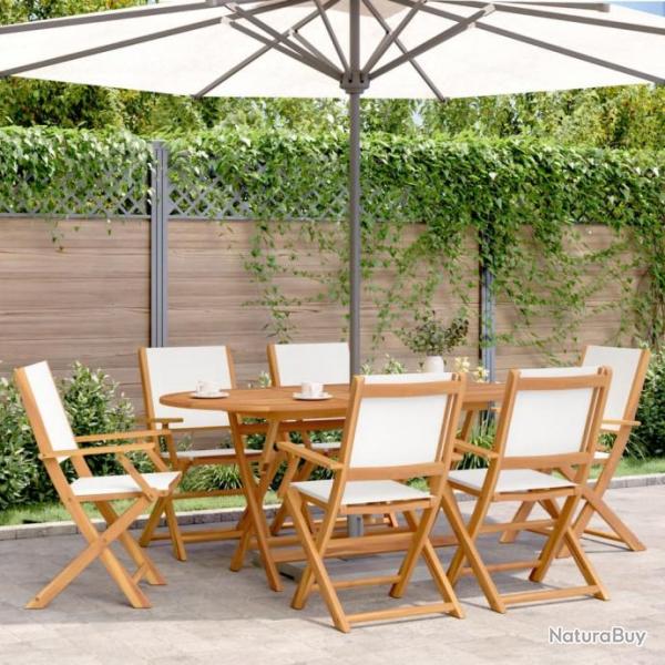 Chaises de jardin pliantes lot de 6 tissu et bois massif