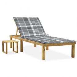 Chaise longue de jardin avec table et coussin Pin imprégné