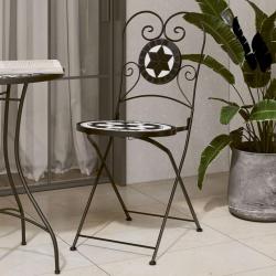 Chaises de bistro pliables 2 pcs noir et blanc céramique