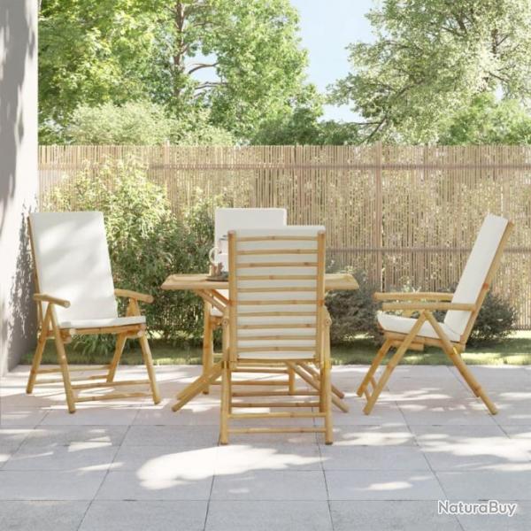 Chaises de bistro pliantes lot de 4 et coussins blanc crme