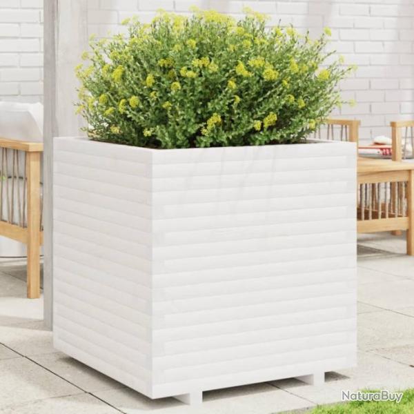 Jardinire blanc 70x70x72,5 cm bois de pin massif