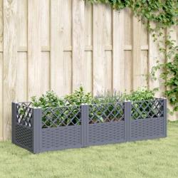 Jardinière avec piquets gris 123,5x43,5x43,5 cm PP