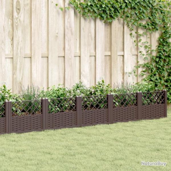 Jardinire avec piquets marron 363,5x43,5x43,5 cm PP