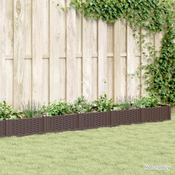 Jardinire avec piquets marron 362,5x42,5x28,5 cm PP