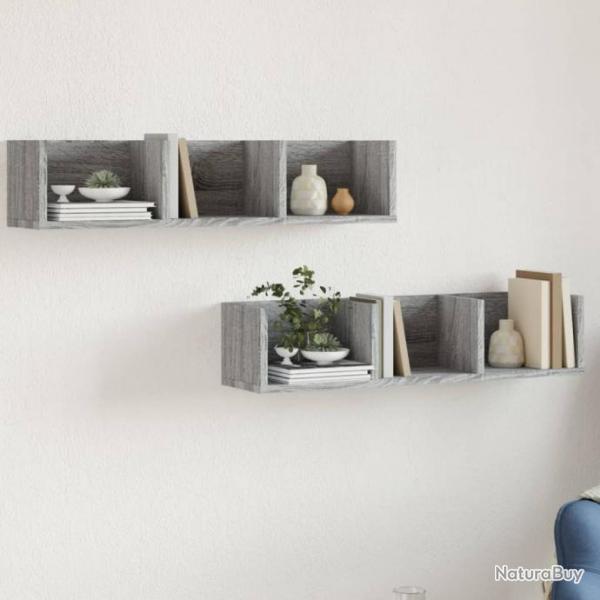 Armoires murales 2pcs sonoma gris 75x18x16,5 cm bois ingnierie