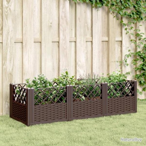 Jardinire avec piquets marron 123,5x43,5x43,5 cm PP