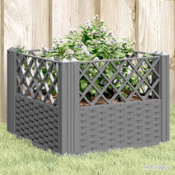 Jardinire avec piquets gris clair 43,5x43,5x43,5 cm PP